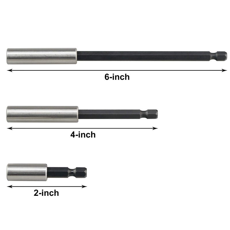 KAIFNT K405 Magnetic Bit Holder with Retaining Ring, 2, 4, 6-inch Extensions, 3-Piece - Image 3